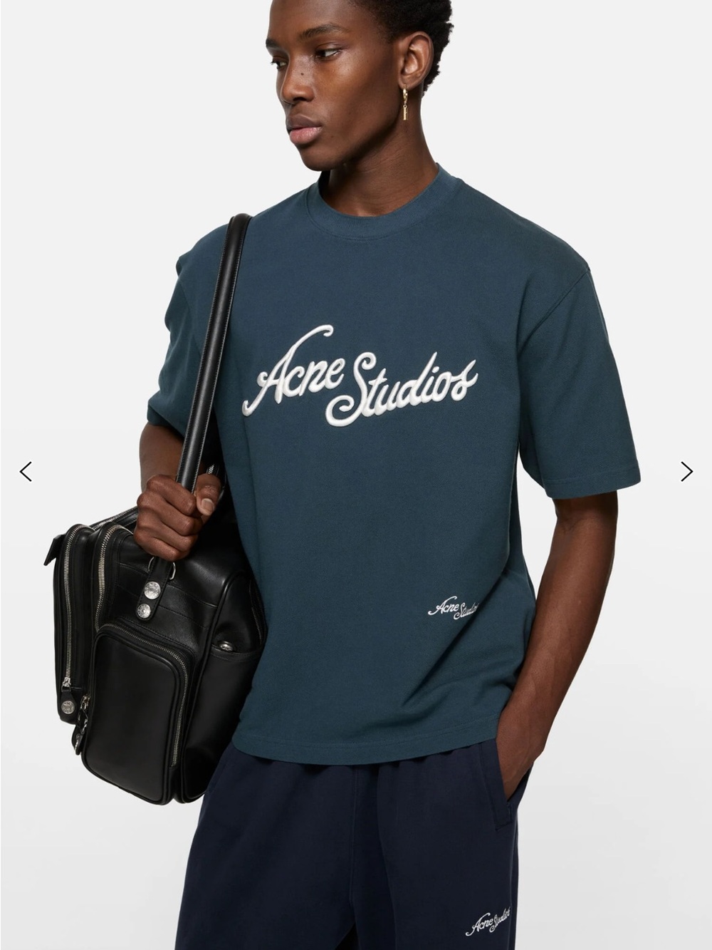 Acne Studios Teal Short-Sleeve Logo Tee